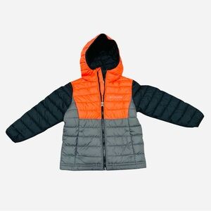 Columbia Toddler Little Boys Powder Lite Hooded Jacket Gray/Orange Sz XXS (4/5)